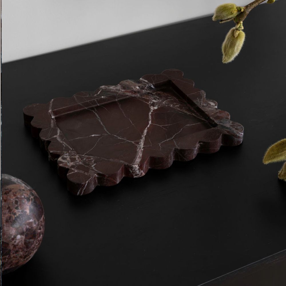 Palazzo Medium Scalloped Tray – Luxury homeware tray with opulent scalloped edges, inspired by palatial architecture. Perfect for elevating work or living spaces with elegant design and functional style