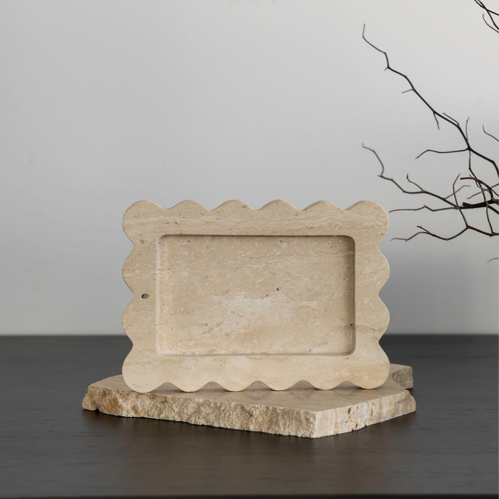 Palazzo small scalloped tray with matching incense holder, elegant and unique design for luxurious home decor, perfect for adding a refined touch to any space