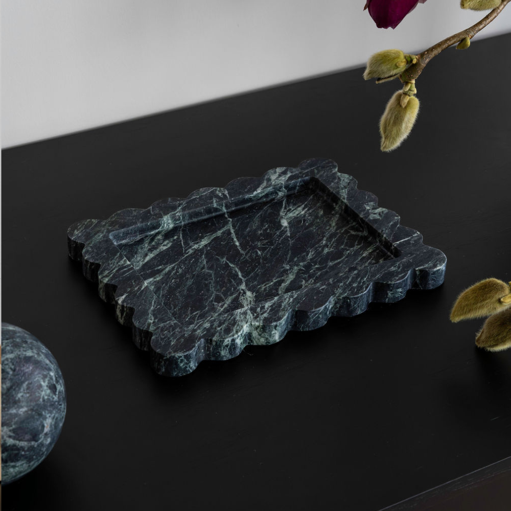 Palazzo Medium Scalloped Tray – Luxury homeware tray with opulent scalloped edges, inspired by palatial architecture. Perfect for elevating work or living spaces with elegant design and functional style