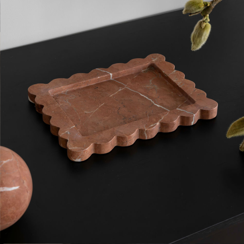 Palazzo Medium Scalloped Tray – Luxury homeware tray with opulent scalloped edges, inspired by palatial architecture. Perfect for elevating work or living spaces with elegant design and functional style