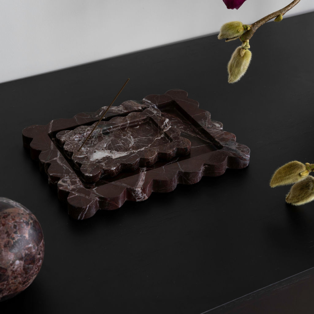 Palazzo Medium Scalloped Tray – Luxury homeware tray with opulent scalloped edges, inspired by palatial architecture. Perfect for elevating work or living spaces with elegant design and functional style