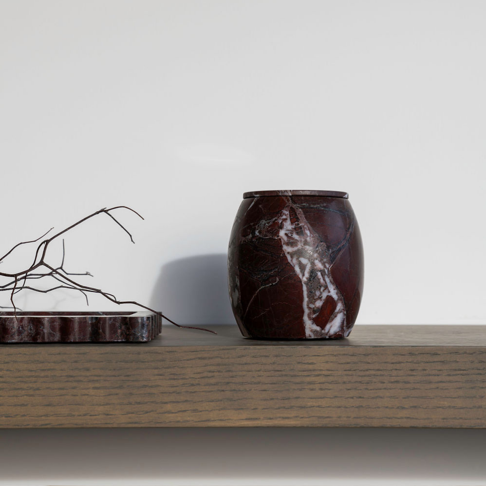 Collector Cannister – Stylish stone storage vessel, perfect for organizing miscellanea or as a pen cup. Combines modern design with practical simplicity to enhance workspace or home décor.