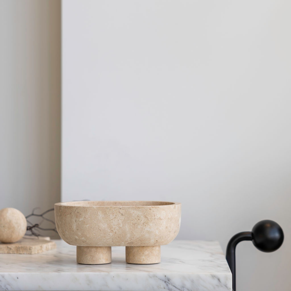 The Muse footed oval tray with elegant design, inspired by Greek artistry, perfect for upscale decor and thoughtful display in luxury interiors