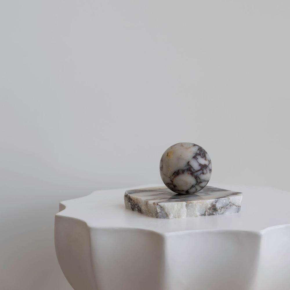 Orbit Table Sculpture Small Viola Calacatta
