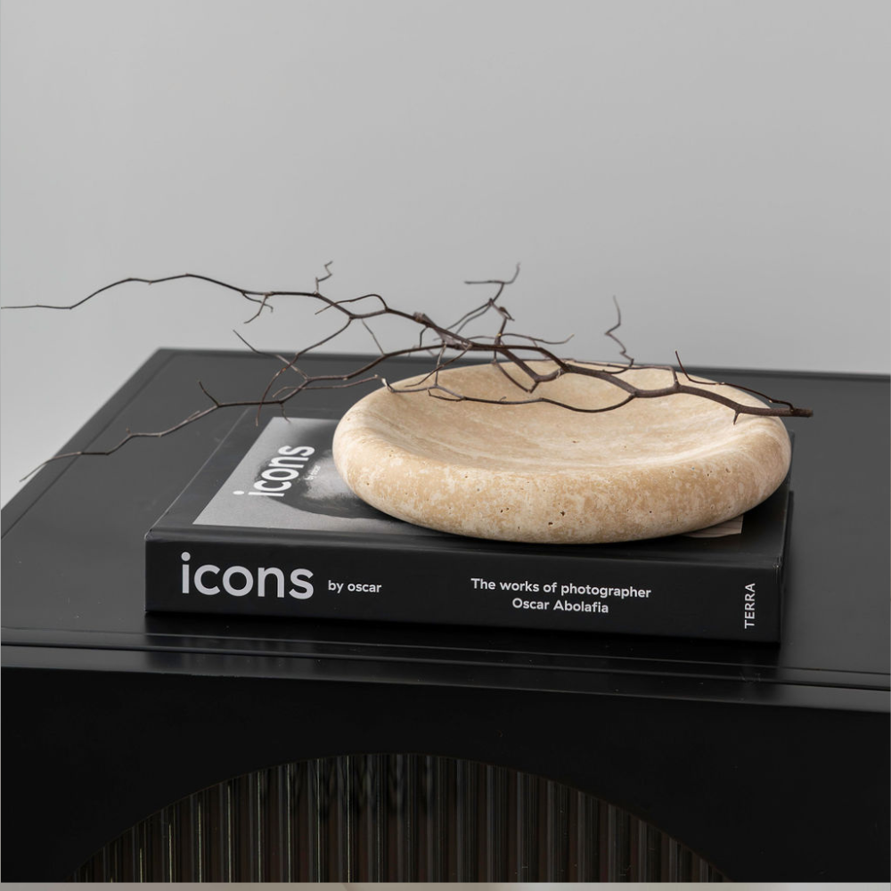 Solstice small sculpted tray, elegantly designed, perfect for adding a luxurious, artistic touch to upscale interiors or as a unique decor accent.