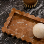 Palazzo Small Scalloped Bar Tray – Luxury narrow tray with scalloped edges, perfect for small spaces. Elegant design inspired by palatial architecture, ideal for bedroom, bathroom, or living room.