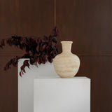 Fountain Funnel Neck Vessel Beige Travertine