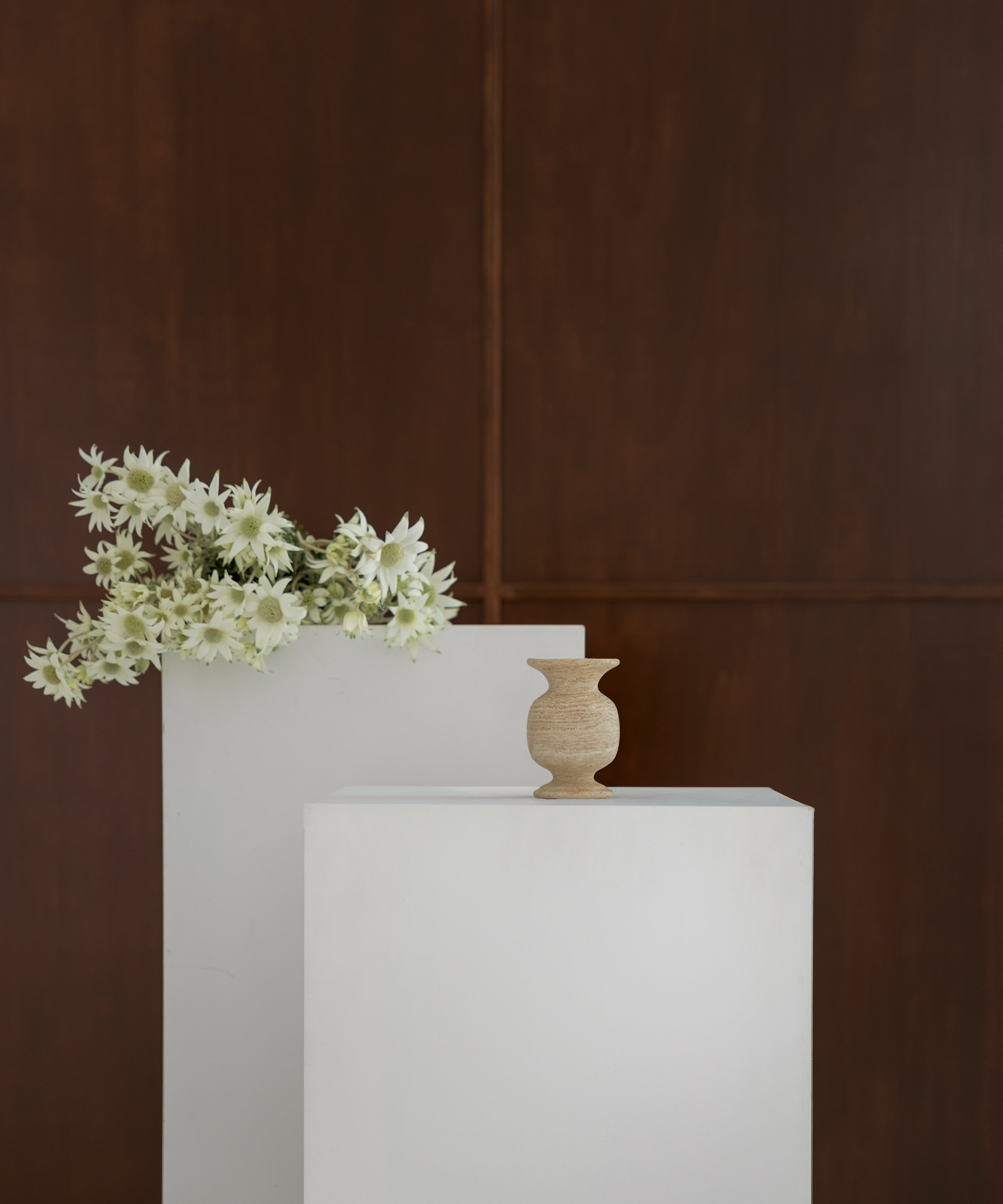 Keepsake Small Bud Vase Beige Travertine