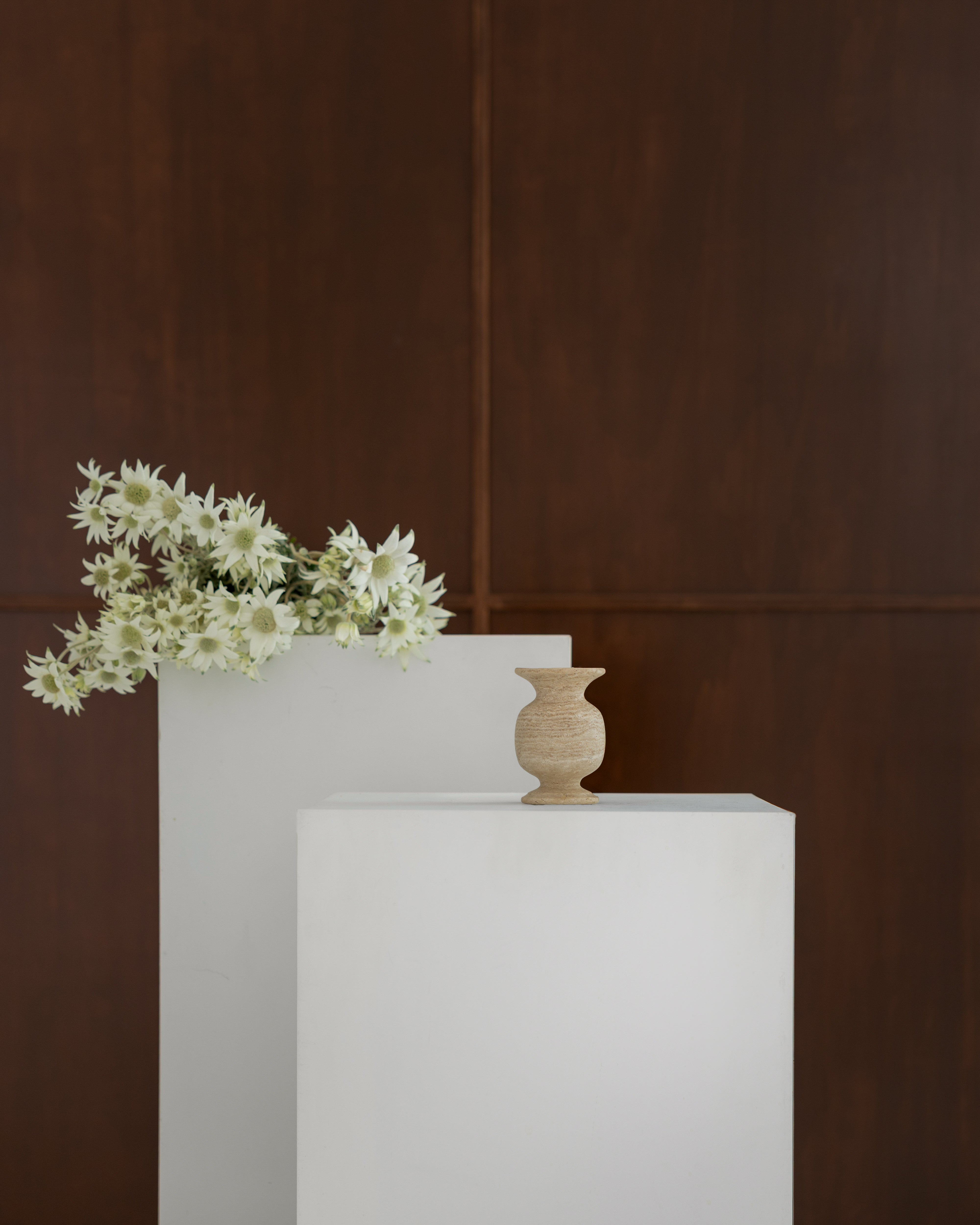 Keepsake Small Bud Vase Beige Travertine