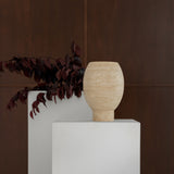 Pedestal Footed Pot Beige Travertine