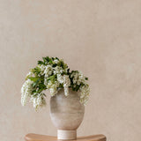 Pedestal Footed Pot Beige Travertine