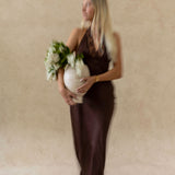 Pedestal Footed Pot Beige Travertine