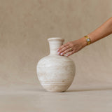 Fountain Funnel Neck Vessel Beige Travertine