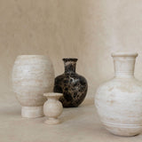 Pedestal Footed Pot Beige Travertine