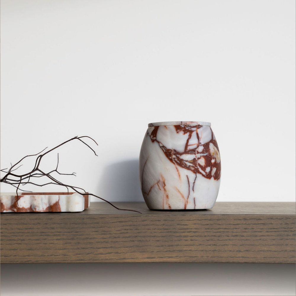 Collector Cannister – Stylish stone storage vessel, perfect for organizing miscellanea or as a pen cup. Combines modern design with practical simplicity to enhance workspace or home décor.