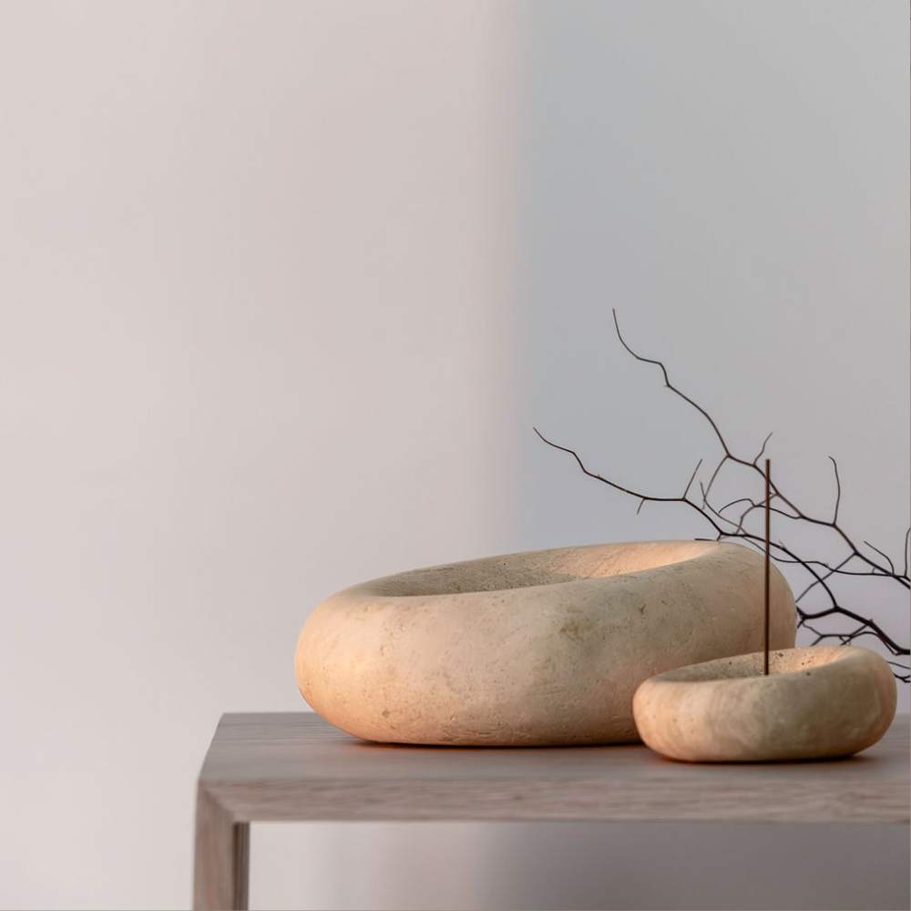 Eclipse Small Sculpted Dish & Incense Holder – Compact, versatile homeware inspired by celestial harmony, perfect for keepsakes or incense. Adds sophistication and mindful ambiance to any room.
