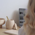Collector Cannister – Stylish stone storage vessel, perfect for organizing miscellanea or as a pen cup. Combines modern design with practical simplicity to enhance workspace or home décor.